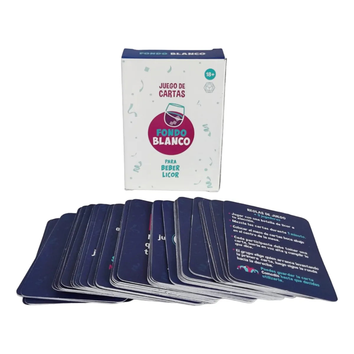 Juego de Cartas +18 Fondo Blanco — 58 Retos, Shots & Momentos Inolvidables