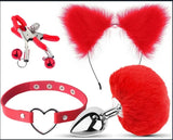 Red Temptation Anal Kit con Cola | Acero y Accesorios BDSM