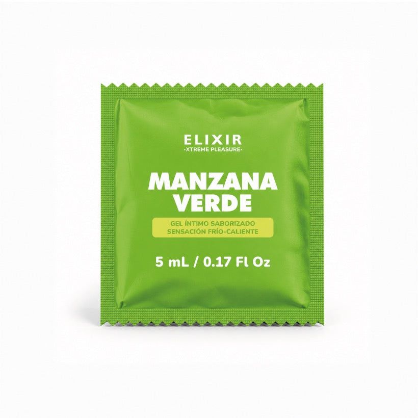 Gel Íntimo Saborizado Manzana Verde Elixir – Frío y Caliente Sachet 5 ml