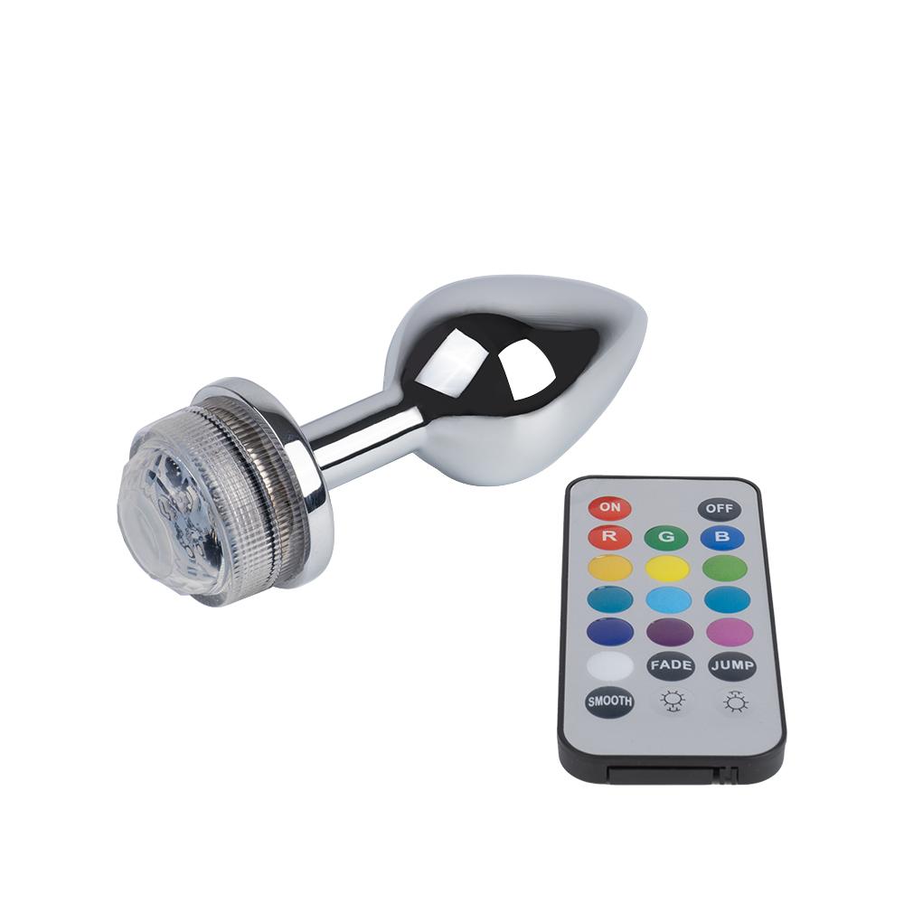 Plug Anal Luminoso Yako — Acero Inoxidable, 13 Colores LED & Control Remoto